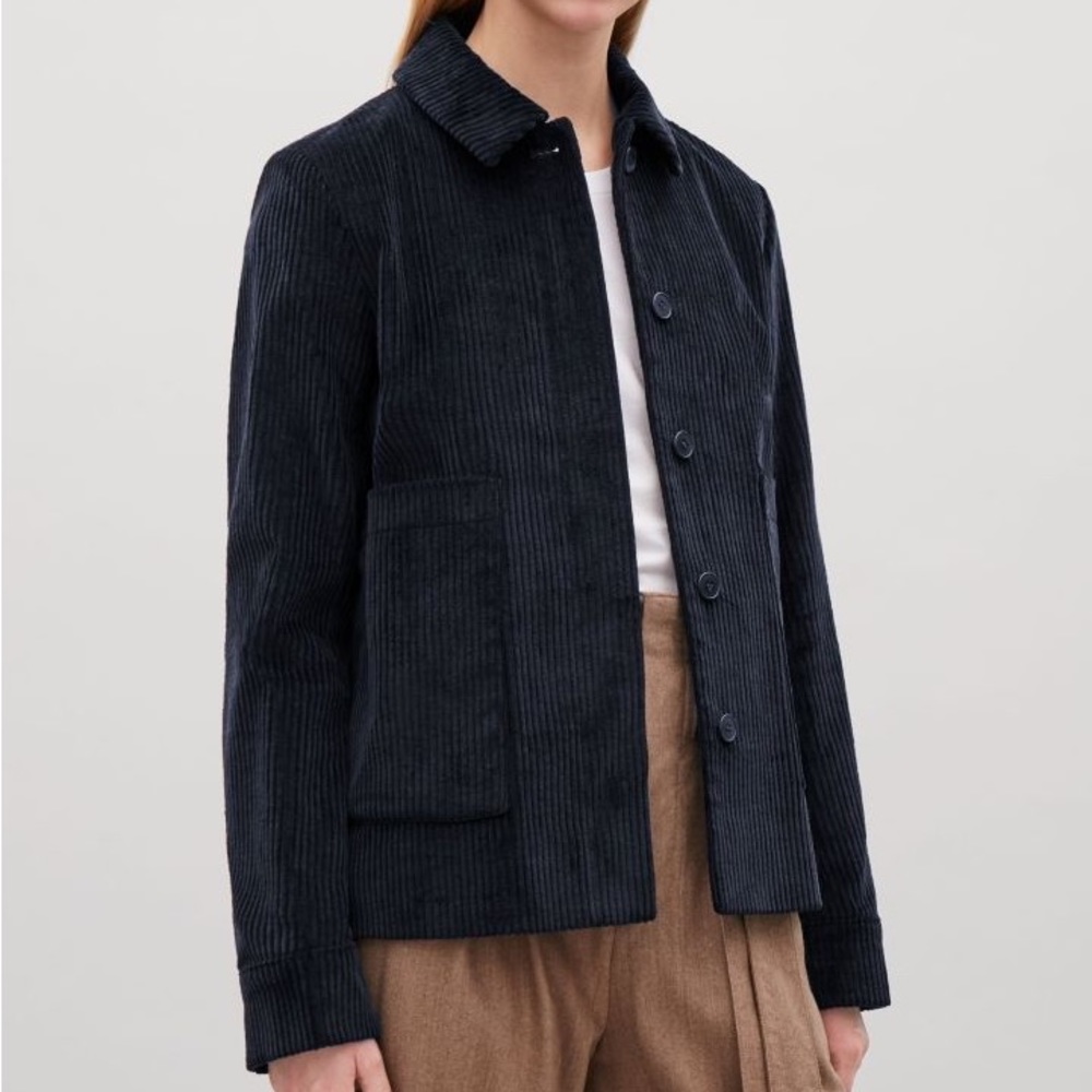 COS Boxy Corduroy Jacket in Navy